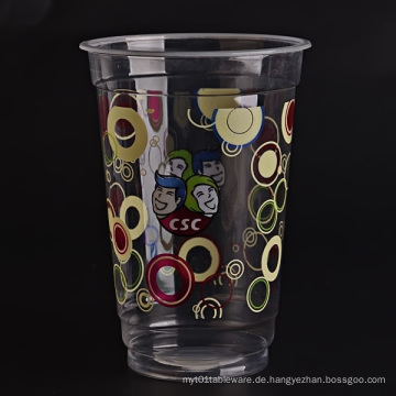 Plastic Clear Cup mit flachen Deckel für Smoothies